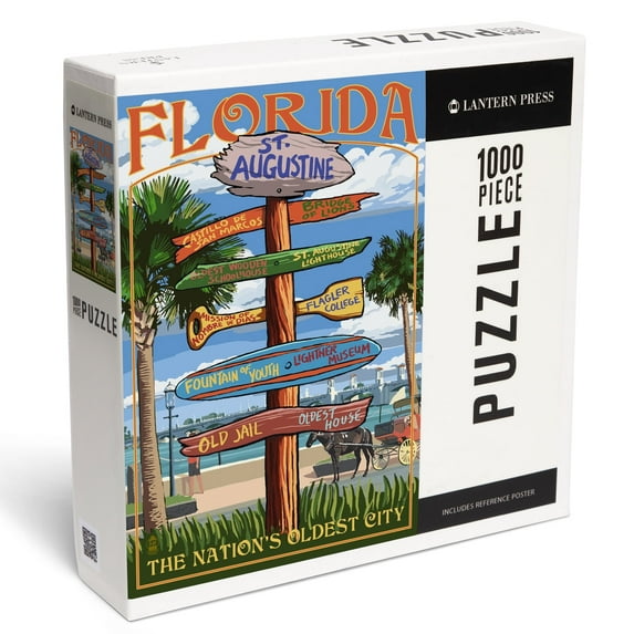 Lantern Press 1000 Piece Jigsaw Puzzle, St. Augustine, Florida, Destinations Sign