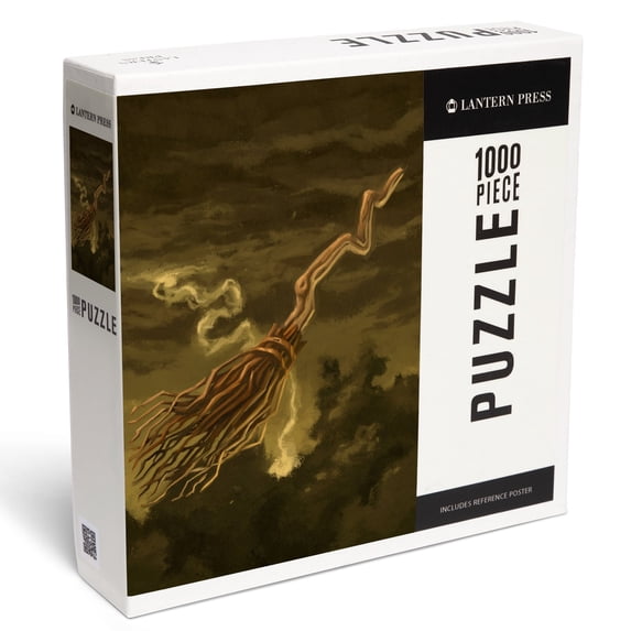 Lantern Press 1000 Piece Jigsaw Puzzle, Witch's Broom, Halloween Oil Painting