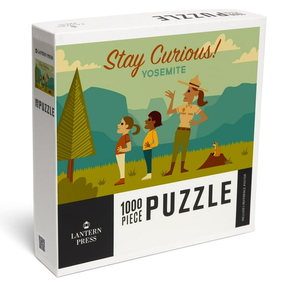 Lantern Press 1000 Piece Jigsaw Puzzle, Yosemite National Park, California, Stay Curious, Ranger Scene, Geometric