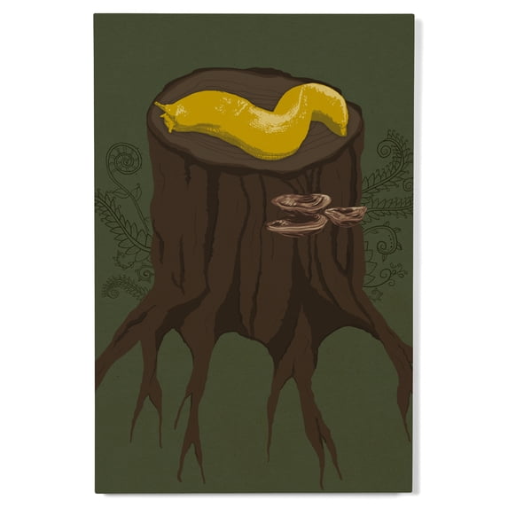 Lantern Press 12x18 Inch Premium Wood Sign, Ready to Hang Wall Decor, Banana Slug, Letterpress