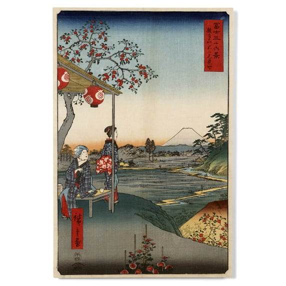 Lantern Press 12x18 Inch Premium Wood Sign, Ready to Hang Wall Decor, Fujimi Teahouse at Zoshigaya Japanese Wood-Cut Print