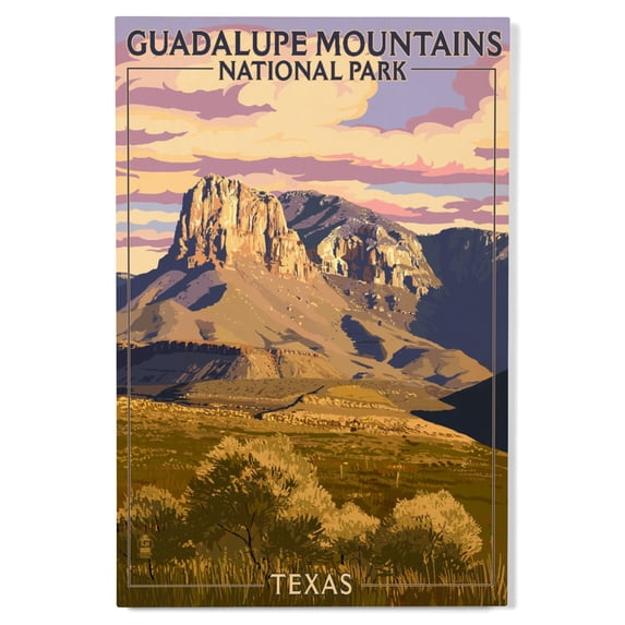 Lantern Press 12x18 Inch Premium Wood Sign, Ready to Hang Wall Decor, Guadalupe Mountains National Park, Texas