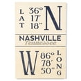 thumbnail image 1 of Lantern Press 12x18 Inch Premium Wood Sign, Ready to Hang Wall Decor, Nashville, Tennessee, Latitude and Longitude (Blue), 1 of 4