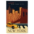 thumbnail image 1 of Lantern Press 12x18 Inch Premium Wood Sign, Ready to Hang Wall Decor, New York City, New York, Taxi and Skyline Across Water, 1 of 4