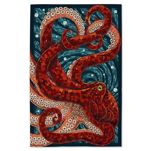 Lantern Press 16x24 Inch Giclee Art Print Wall Decor, Octopus, Paper Mosaic