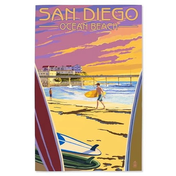 Lantern Press 16x24 Inch Giclee Art Print Wall Decor, San Diego, California, Ocean Beach