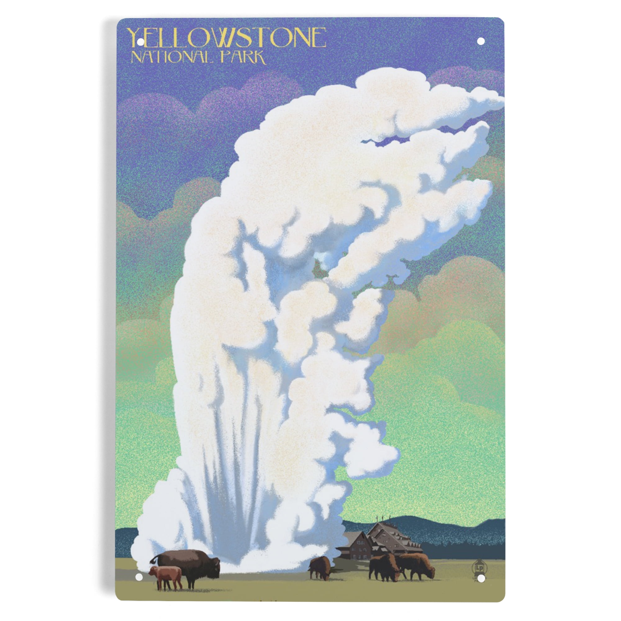 Lantern Press 6x9 Inch Metal Sign, Yellowstone National Park, Old