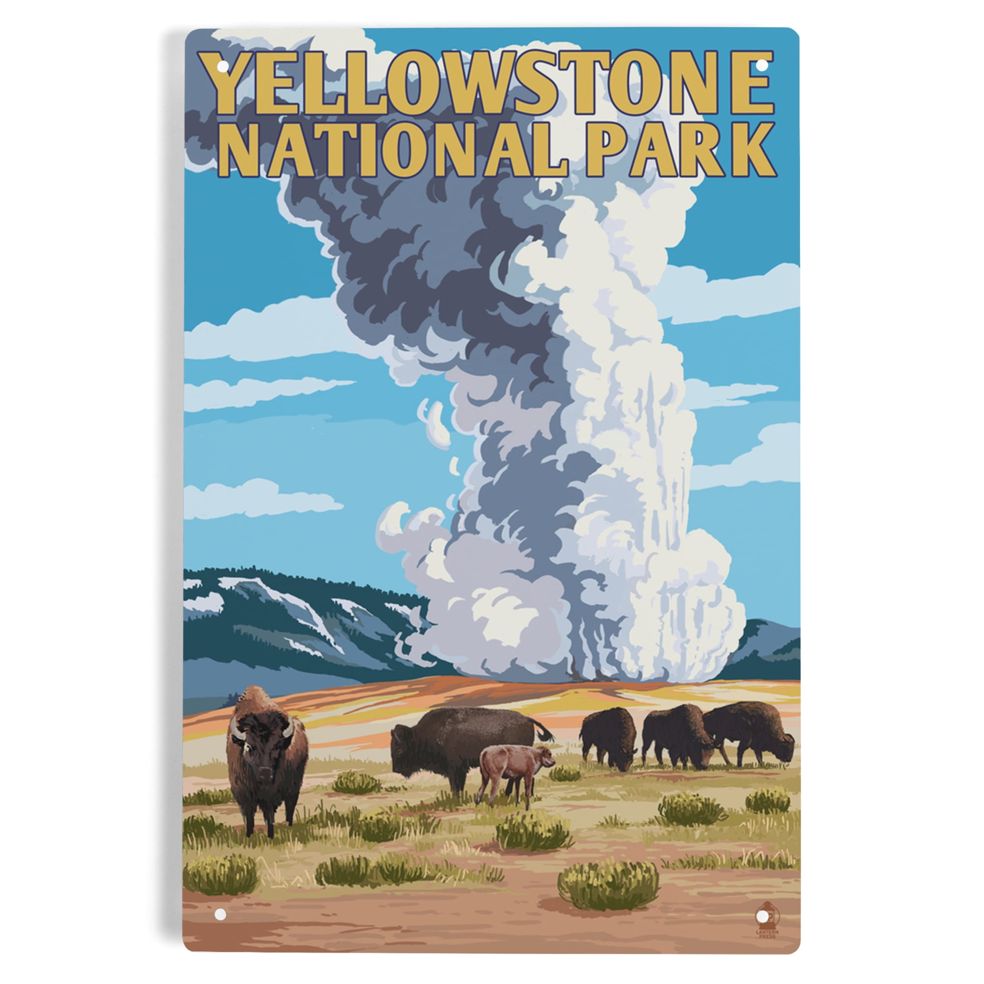 Lantern Press 6x9 Inch Metal Sign, Yellowstone National Park, Wyoming