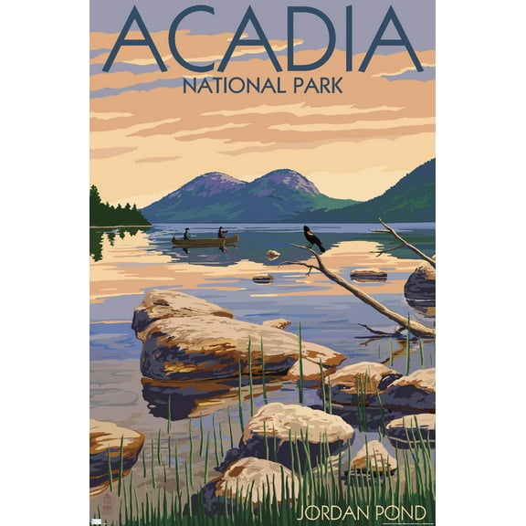 Lantern Press - Acadia National Park, Maine, Jordan Pond Wall Poster, 22.375" x 34"