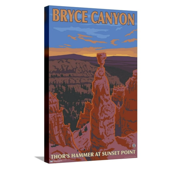 Lantern Press - Bryce Canyon National Park, Utah, Explorer Series Canvas Wall Poster, 14.725" x 22.375"