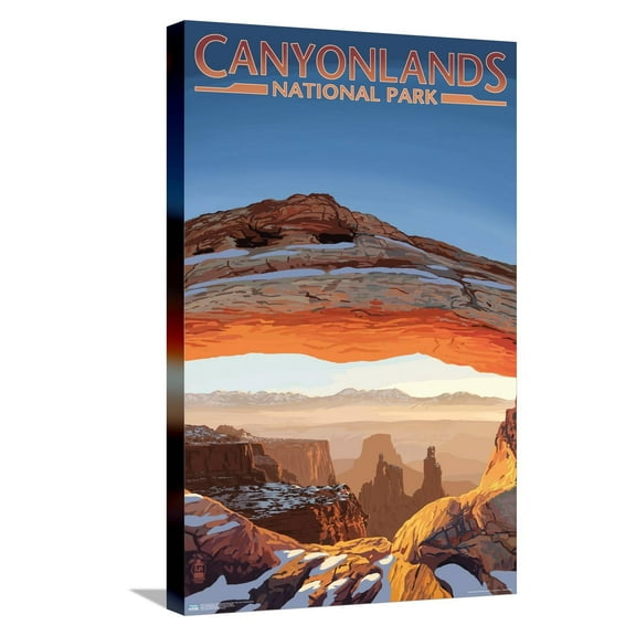 Lantern Press - Canyonlands National Park, Utah, Arch, Painterly Series Canvas Wall Poster, 14.725" x 22.375"