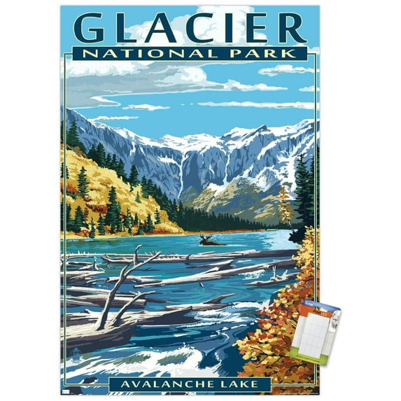 Lantern Press - Glacier National Park, Avalanche Lake Wall Poster, 14.725" x 22.375"