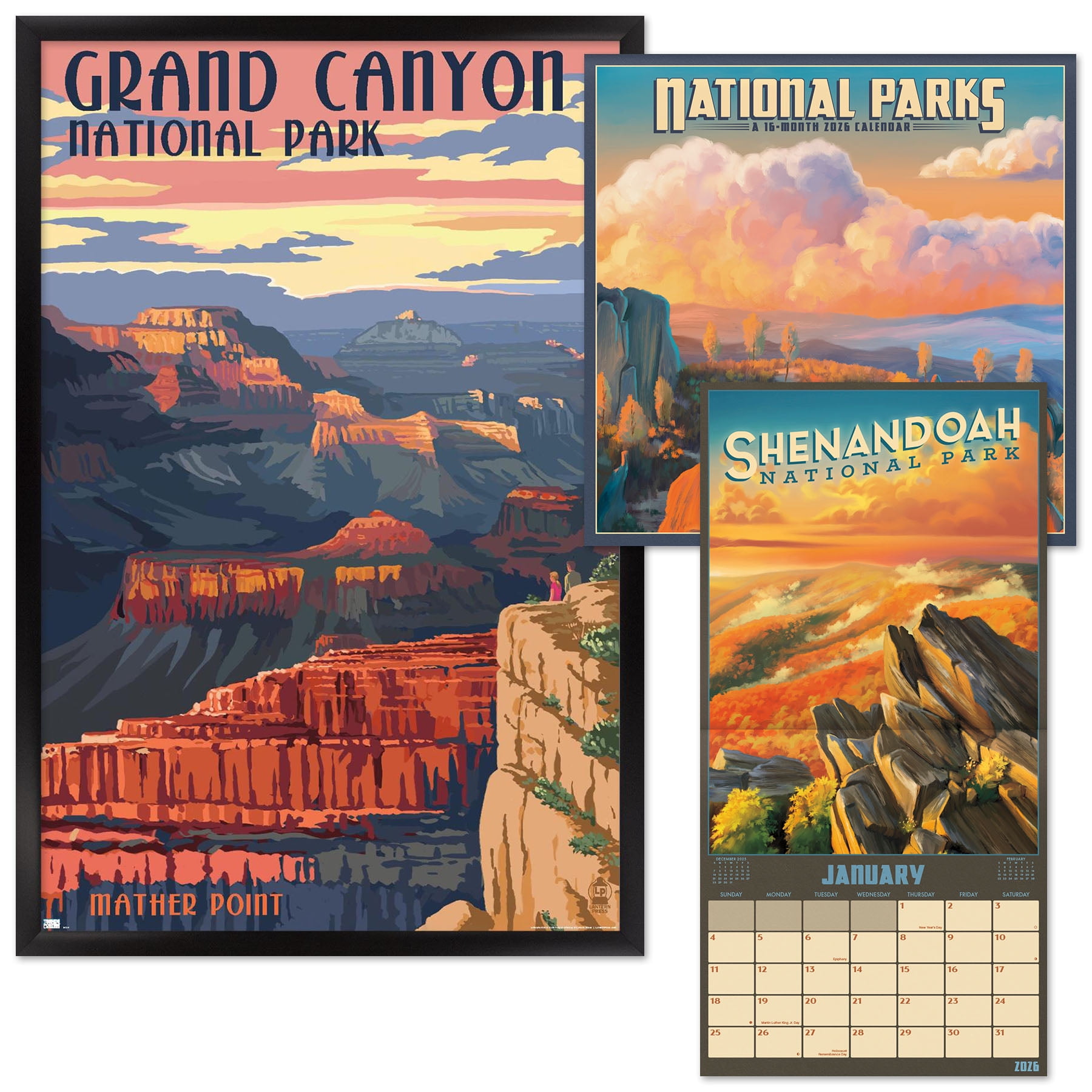 Lantern Press National Parks Framed Poster and 2026 Calendar