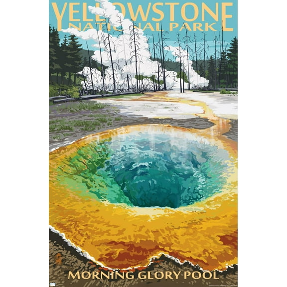 Lantern Press - Yellowstone National Park, Wyoming, Morning Glory Pool Wall Poster, 22.375" x 34"