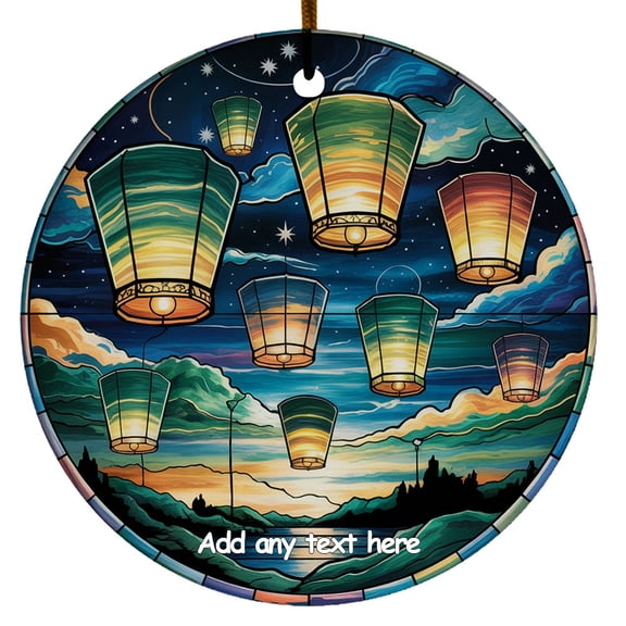 Lantern Release Ceramic Ornament Christmas 2025 Personalized Tree Ornament for Family, Friends, Boy or Girl, Custom Text Keepsake