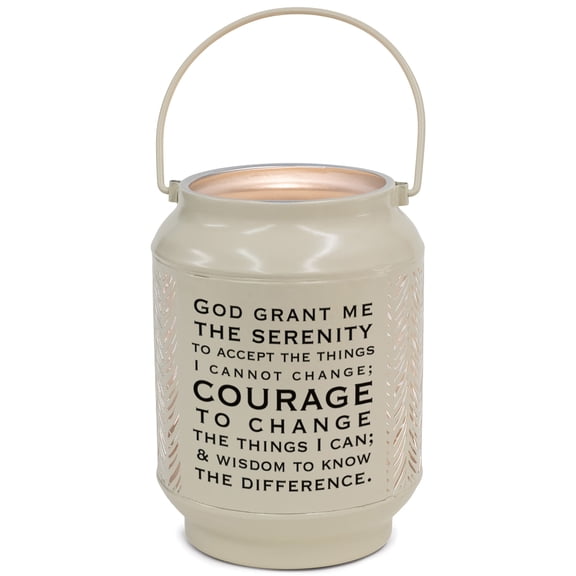 Elanze Designs Serenity Prayer Courage Ivory 6.7 x 5 Metal Die Cut Lantern