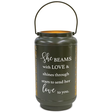Elanze Designs She Beams With Love Green 8.7 x 5 Metal Die Cut Lantern