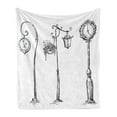 thumbnail image 1 of Lantern Soft Flannel Fleece Throw Blanket, Classic Street Clocks Architectural Urban Devices Luminousness Drawing, Cozy Plush for Indoor and Outdoor Use, 70" x 90", Charcoal Grey White, by Ambesonne, 1 of 6