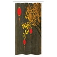 thumbnail image 1 of Lantern Stall Shower Curtain, Fall Tree Scarlet Lanterns Dramatic Shaded Vintage Inspired Seasonal Design, Fabric Bathroom Set with Hooks, 36W X 72L Inches Long, Red Orange Brown, by Ambesonne, 1 of 1