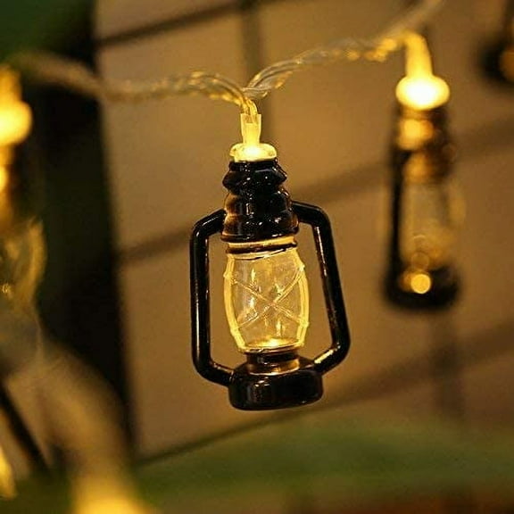 Lantern String Lights Mini Kerosene Lamp for Indoor Outdoor Patio Garden Holiday Home Wedding Party Christmas Tree New Year Decorations (10FT 20 LED, Black)