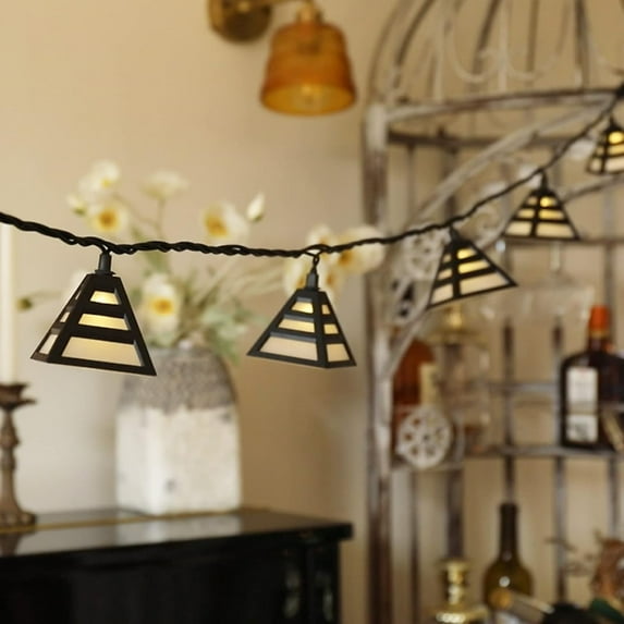 Lantern String Lights with 10 Clear G40 Bulbs and Star Plastic Lamp Shades, Indoor Outdoor String Lights for Patio Yard Christmas Decor