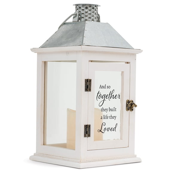 Elanze Designs Built A Life They Loved White 12 inch Wood Candle Lantern