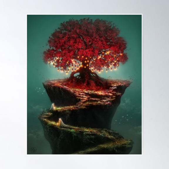 Lantern Tree Poster Wall Art, Modern Wall Decor, 24x36 UNFRAMED