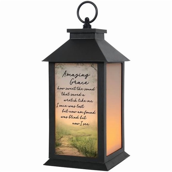Carson Home Accents 13 x 5.5 x 5.5 in. Amazing Grace Lantern with LED Candle & Timer