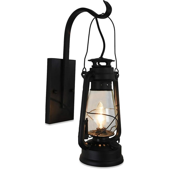 Lantern Wall Sconce Large Hurricane Glass (Black Clear Glass)