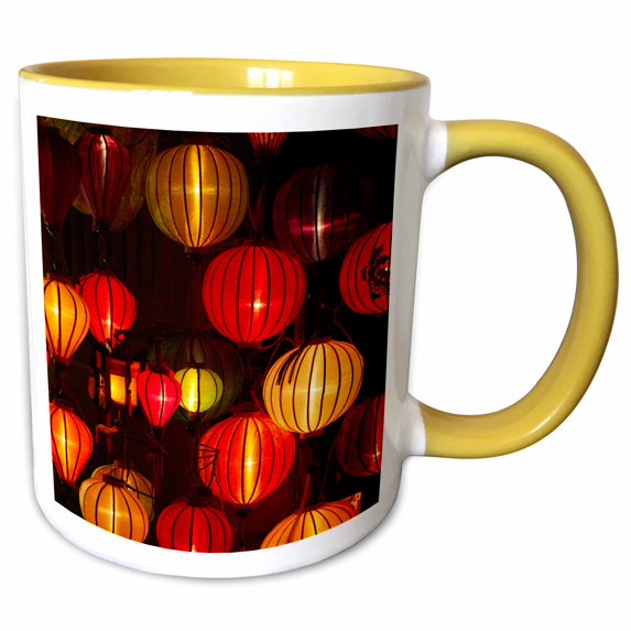 Lantern shop at night, Hoi An, UNESCO, Vietnam 15oz Two-Tone Yellow Mug mug-257295-13