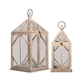 thumbnail image 1 of Lantern with Diamond Design and Glass Accent, Set of 2, Brown,Saltoro Sherpi, 1 of 6