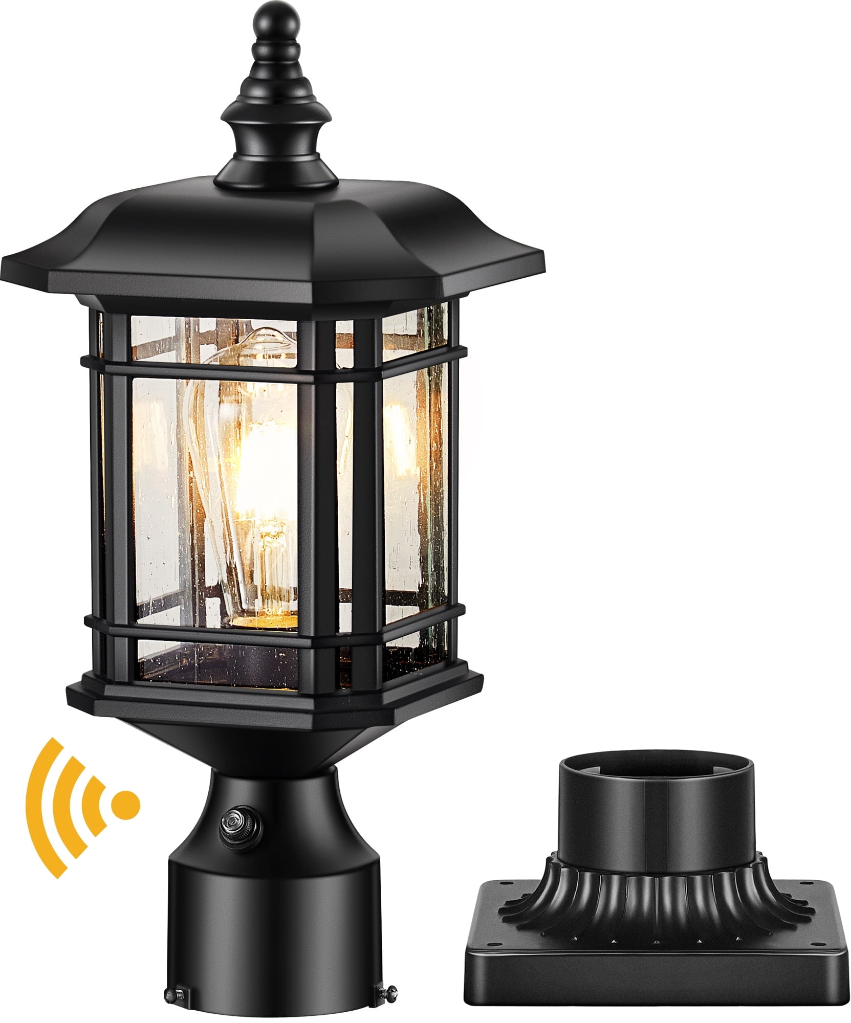 Lantern with Pier Mount Base, Exterior Lamp Post Light Fixture for Patio, Garden, Waterproof, (Hardwired 120V, Not Solar)
