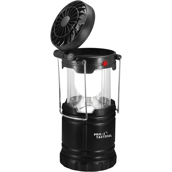 Lantern with Pop Up Fan - 12'' Heavy Duty Camping Tent Fan - 2000 RPM Fan Speed - 360 Degree Light with 250 Bright Lumens
