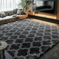 thumbnail image 1 of Pentantan 8ft x 10ft Geometric Shag Area Rugs for Living Room, Moroccan Fluffy Bedroom Carpet, Dark Gray, 1 of 8