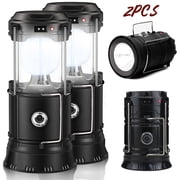 Lanterns, Camping Lantern, Solar Lantern Flashlights Charging for Phone, Rechargeable Led Camping Lantern, Collapsible & Portable for Emergency, Hurricanes, Power Outage, Storm 2 Pack