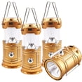 thumbnail image 1 of Lanterns, Camping Lantern, Solar Lantern Flashlights Charging for Phone, Rechargeable Led Camping Lantern, Collapsible & Portable for Emergency, Hurricanes, Power Outage, Storm (Gold ,4 Pack), 1 of 9