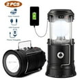 thumbnail image 1 of Lanterns, Camping Lantern, Solar Lantern Flashlights Charging for Phone, Rechargeable Led Camping Lantern, Collapsible & Portable for Emergency, Hurricanes, Power Outage, Storm (Black ,2 Pack), 1 of 9