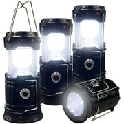 Lanterns, Camping Lantern, Solar Lantern Flashlights Charging for Phone, Rechargeable Led Camping Lantern, Collapsible & Portable for Emergency, Hurricanes, Power Outage, Storm Black , 4 Pack