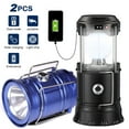 thumbnail image 1 of Lanterns, Camping Lantern, Solar Lantern Flashlights Charging for Phone, Rechargeable Led Camping Lantern, Collapsible & Portable for Emergency, Hurricanes, Power Outage, Storm (Black & Blue ,2 Pack), 1 of 9