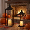 thumbnail image 1 of Lanterns Decorative Indoor,Modern Farmhouse Lantern Set of 2,Large Metal Black Candle Lanterns Set with Flameless LED Candles for Room, Porch, Patio, Mantle, Home Decor, 1 of 7