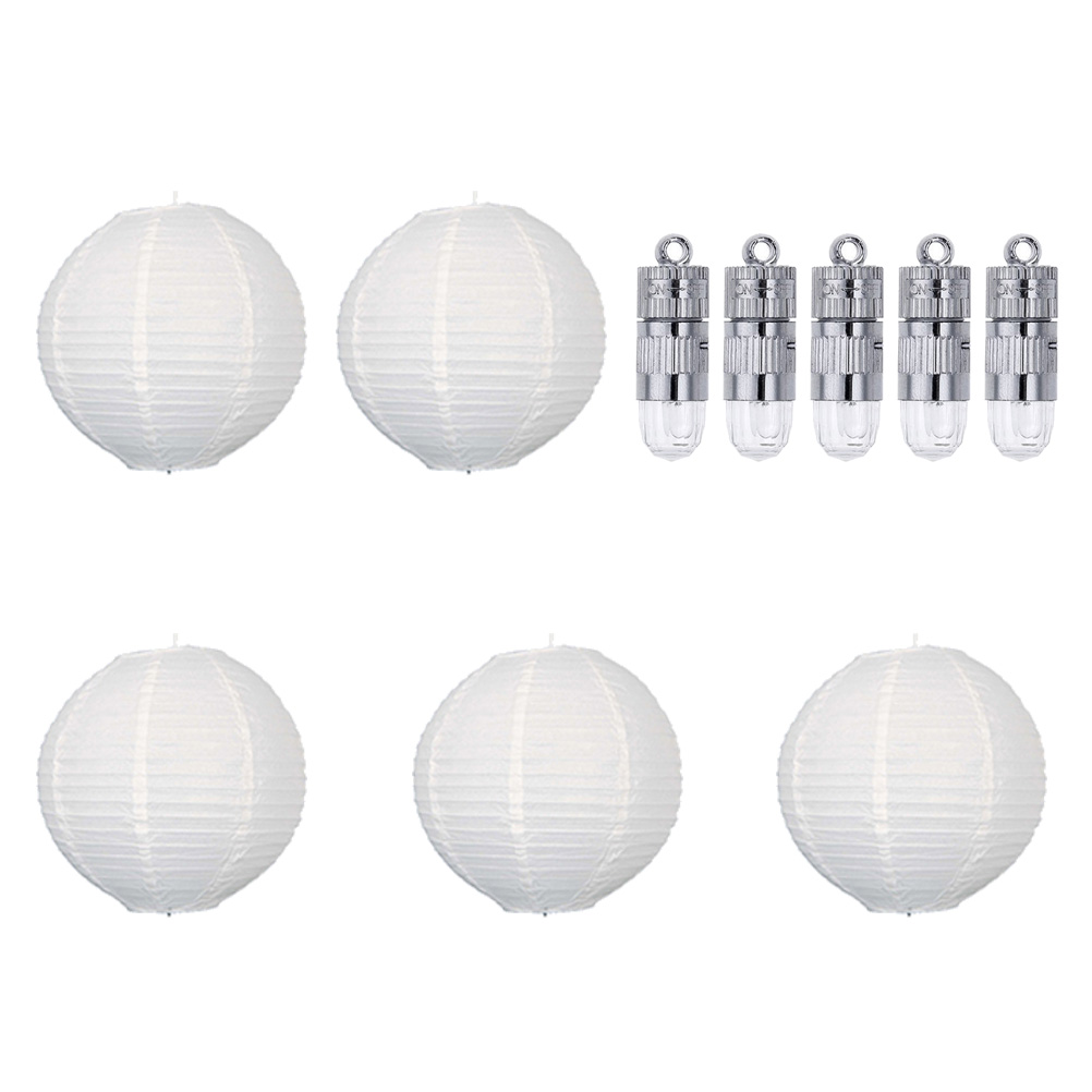 Lanterns Paper Lantern Led Lights Hanging Round Reuseable Festival Diy