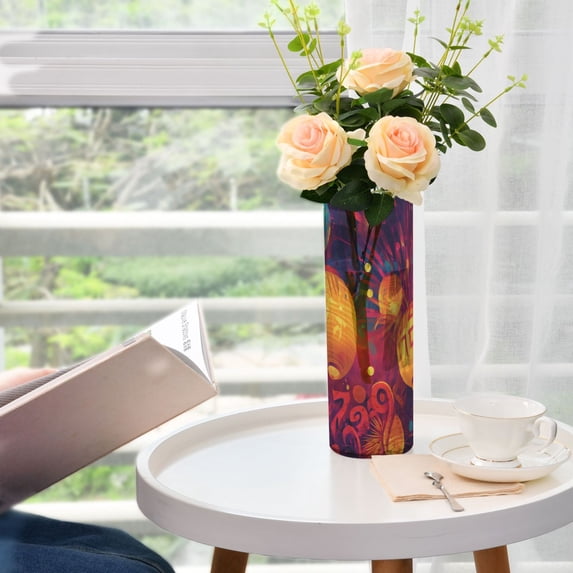 Lanterns and Fireworks Plastic Vase 11.8'' x 3.9'' Transparent Non Breakable Decorative for Family