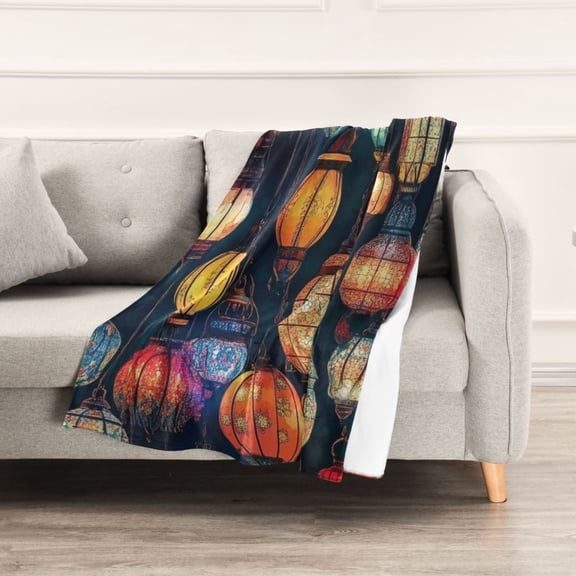 Lanterns with Various Patterns Throw Blanket 60" x 90" Soft and Warm Blankets for Couch Sofa and Bed