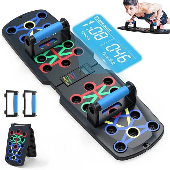 Lanthour Push Up Board Foldable 10 in 1 Automatic Count Timer Professional Strength Training 1 Piece 13 x 8 x 4 in