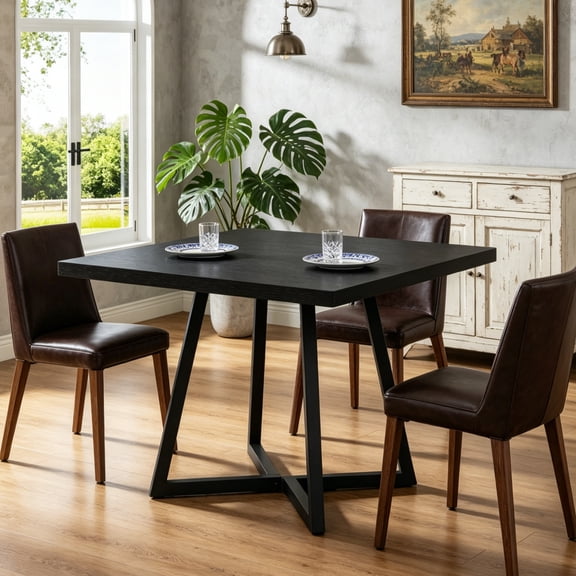 Fnova 31.5" Square Dining Table, Small Kitchen Dinner Table, 2-4 Person Industrial Dining Table, Square Kitchen Table for Dining Room Farmhouse Home Decor Furniture