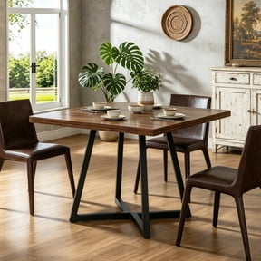 Fnova 31.5" Square Dining Table, Small Kitchen Dinner Table, 2-4 Person Industrial Dining Table, Square Kitchen Table for Dining Room Farmhouse Home Decor Furniture
