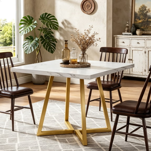 Fnova 31.5" Square Dining Table, Small Kitchen Dinner Table, 2-4 Person Industrial Dining Table, Square Kitchen Table for Dining Room Farmhouse Home Decor Furniture