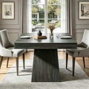 Fnova 31.5" Square Farmhouse Dining Table, Wood Coffee Table for 4 People, Modern Kitchen Table for Dining Room, Black (Chairs Not Included)