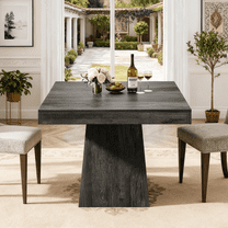 Fnova 31.5" Square Farmhouse Dining Table, Wood Coffee Table for 4 People, Modern Kitchen Table for Dining Room, Black (Chairs Not Included)