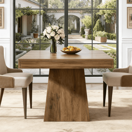 Fnova 31.5" Square Farmhouse Dining Table, Wood Coffee Table for 4 People, Modern Kitchen Table for Dining Room, Brown (Chairs Not Included)